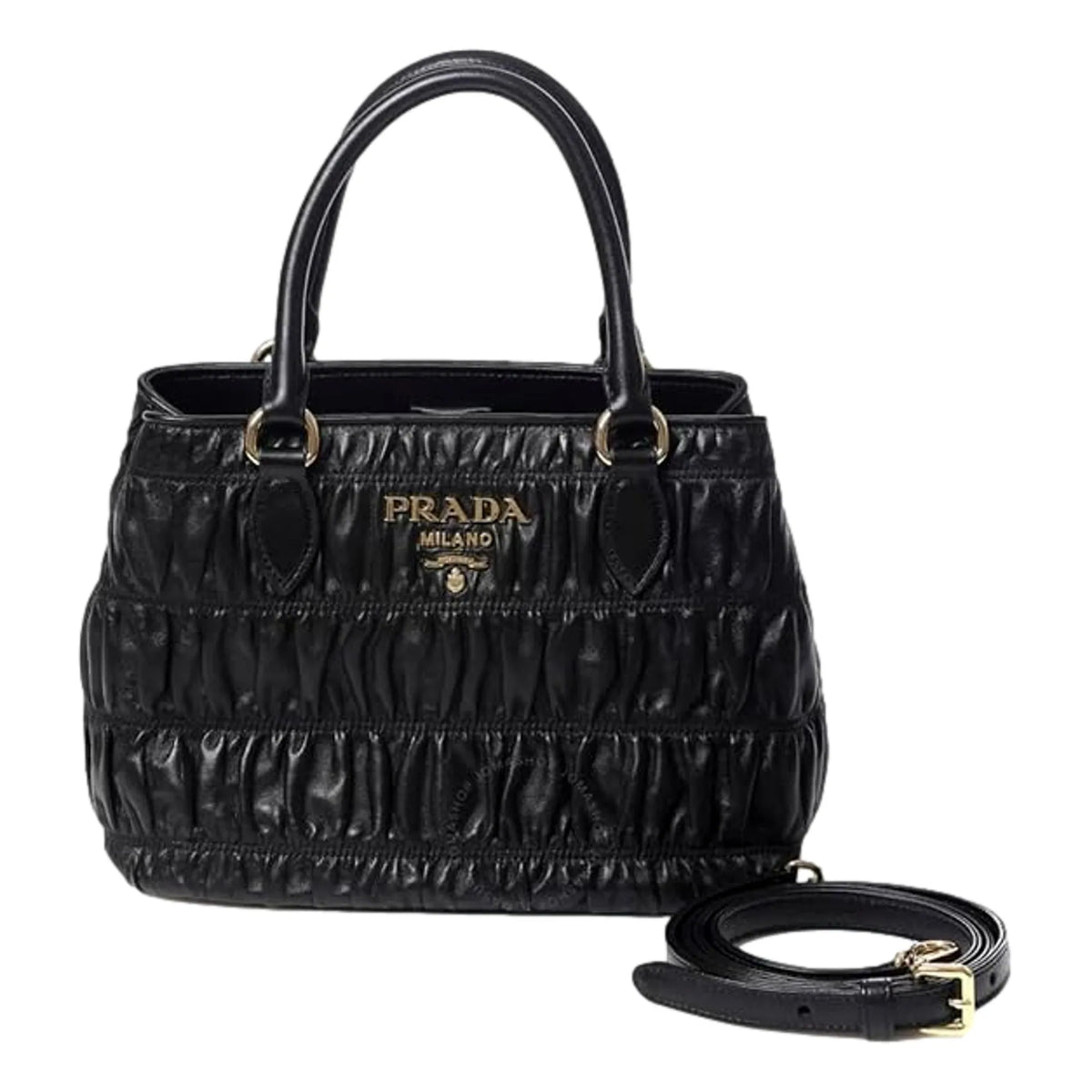 Prada Nappa Leather Gaufre Shopping Satchel Black