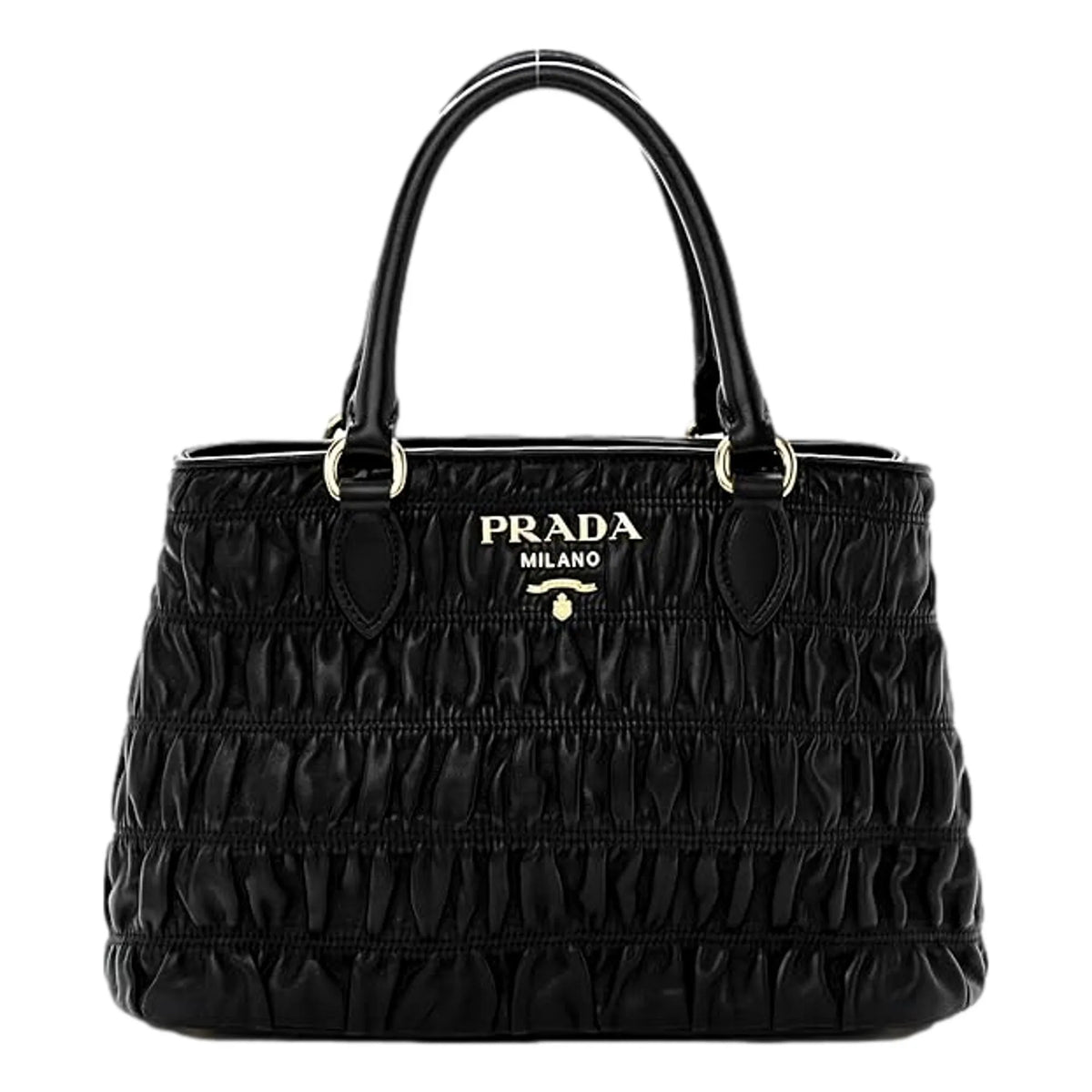 Prada Nappa Leather Gaufre Shopping Satchel Black