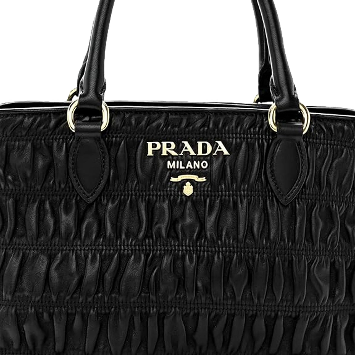 Prada Nappa Leather Gaufre Shopping Satchel Black