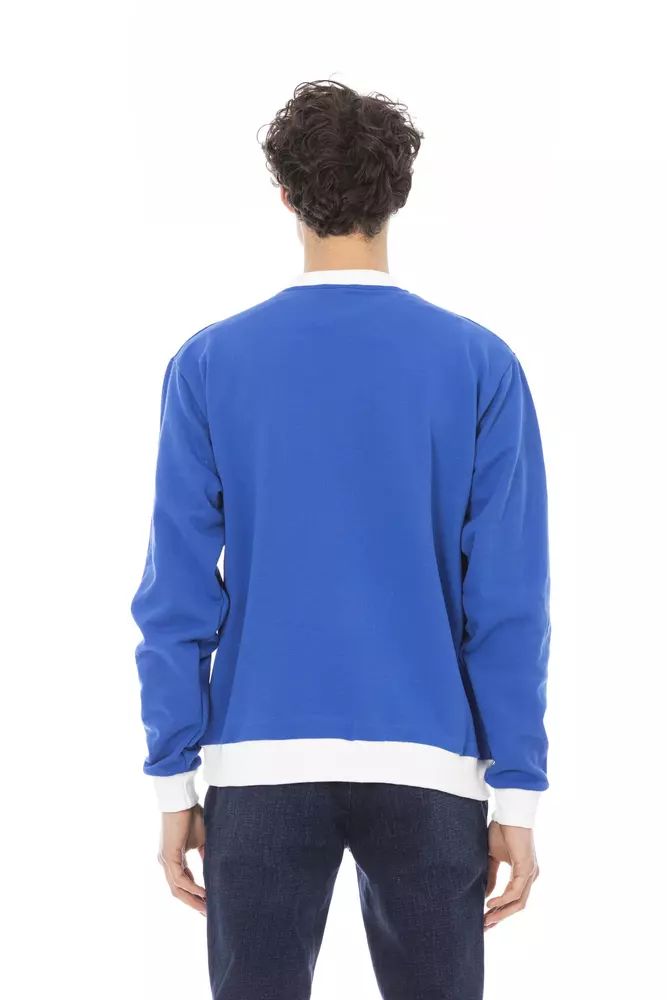 Baldinini Trend Sleek Blue Cotton Fleece Hoodie with Front Logo