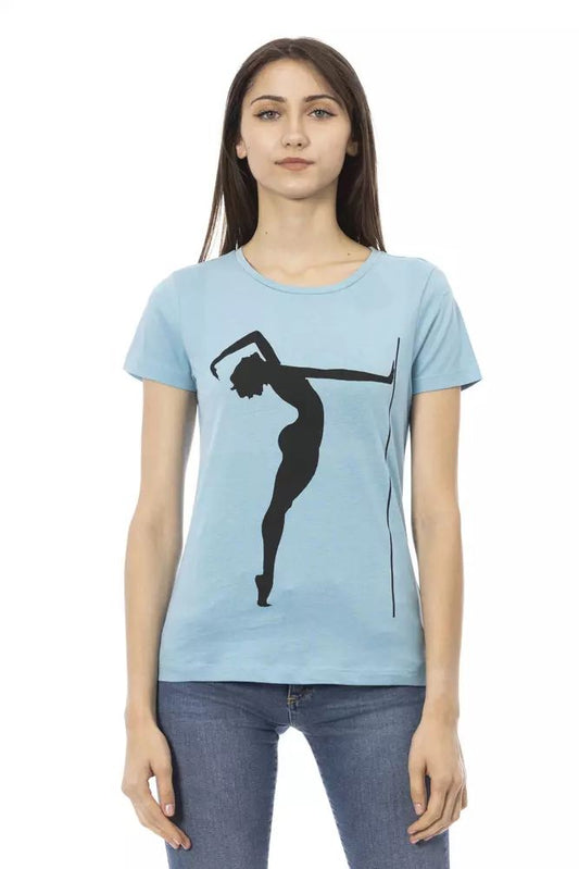 Trussardi Action Chic Light Blue Short Sleeve Round Neck Tee