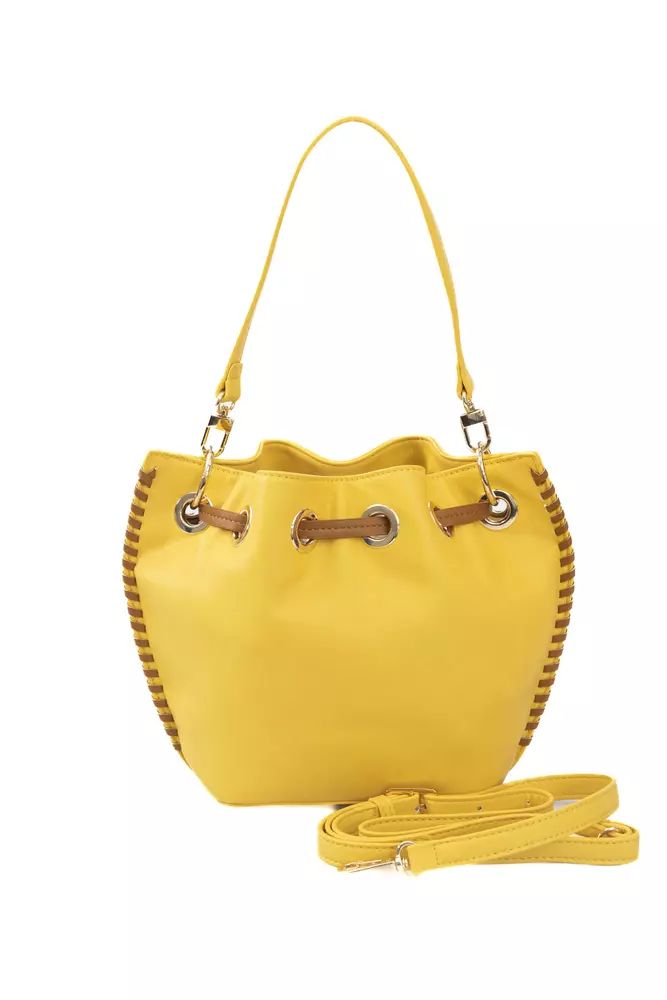 Baldinini Trend Golden Detail Yellow Shoulder Bag