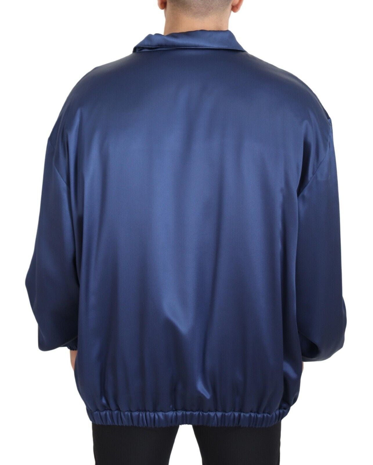 Dolce & Gabbana Regal Blue Silk Bomber Jacket