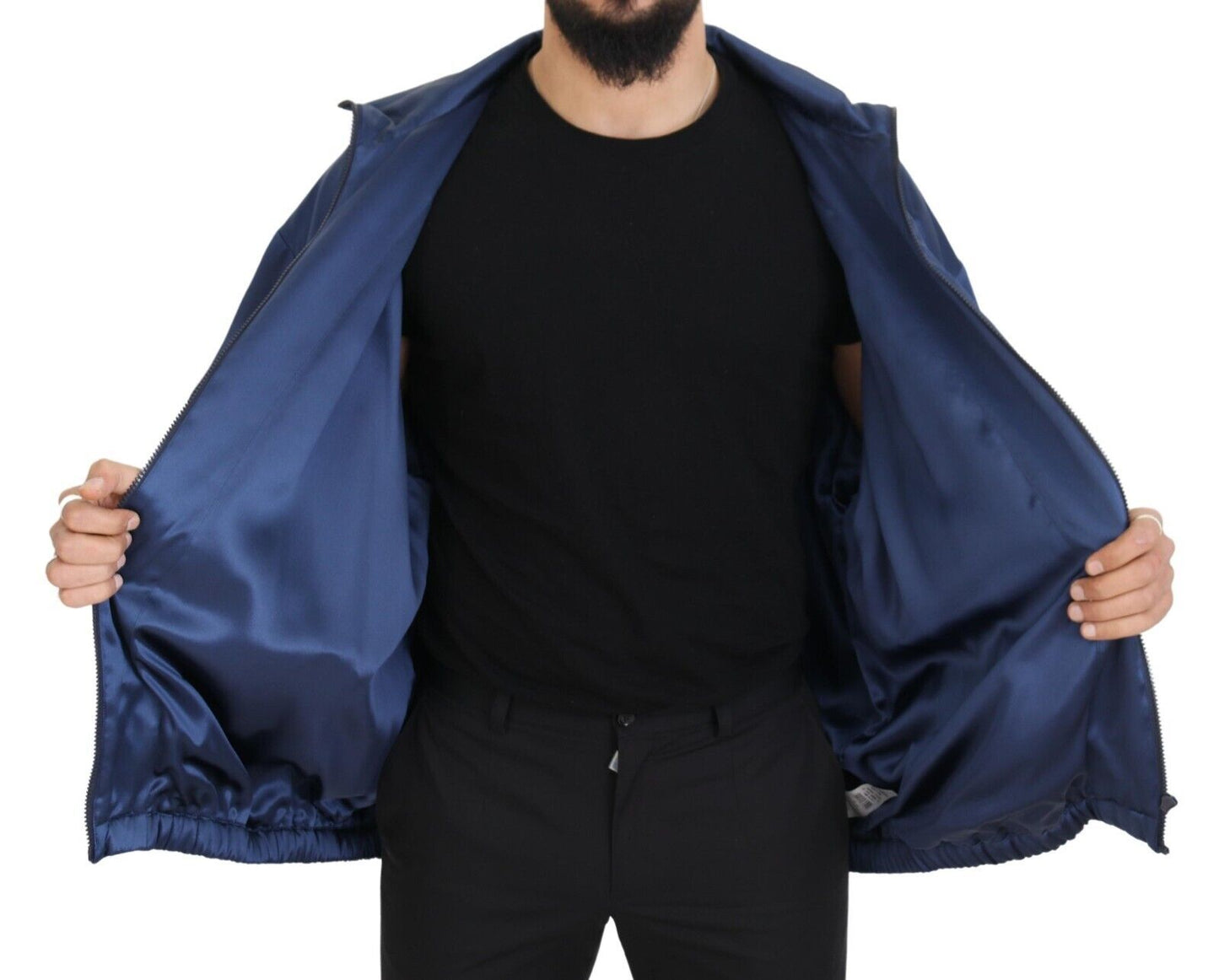 Dolce & Gabbana Regal Blue Silk Bomber Jacket