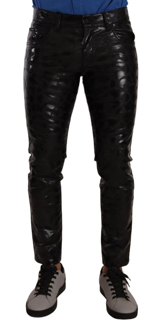 Dolce & Gabbana Elegant Black Logo Skinny Pants