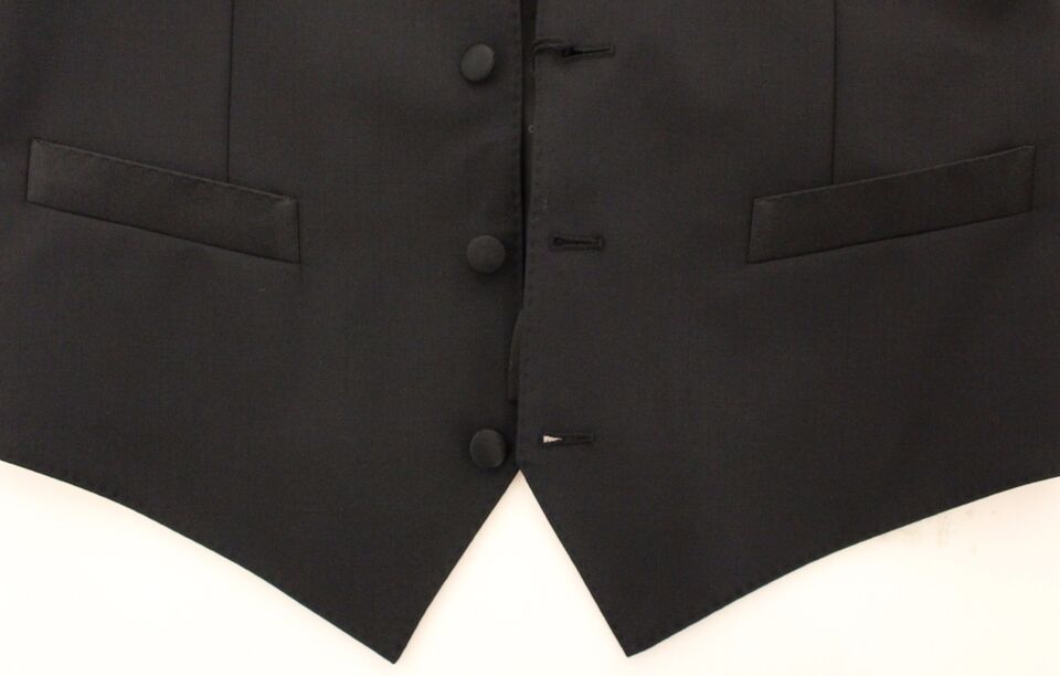 Dolce & Gabbana Elegant Silk-Wool Black Dress Vest