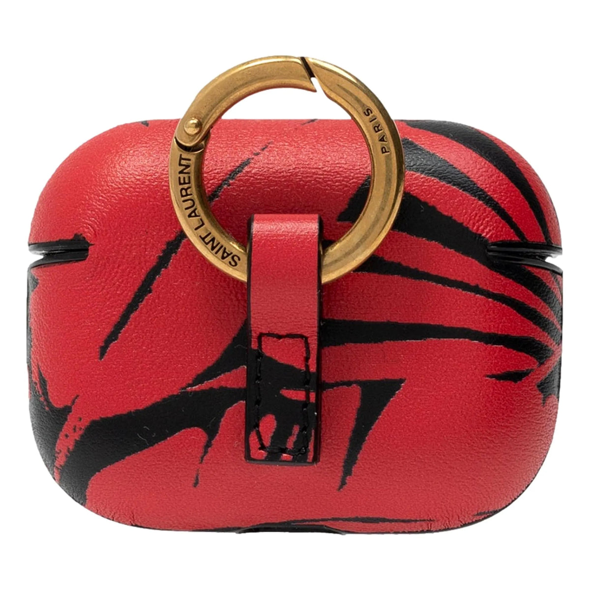 Saint Laurent Abstract Print Black and Red Leather Airpods Pro Case - Keychains - Clayton's Online Store