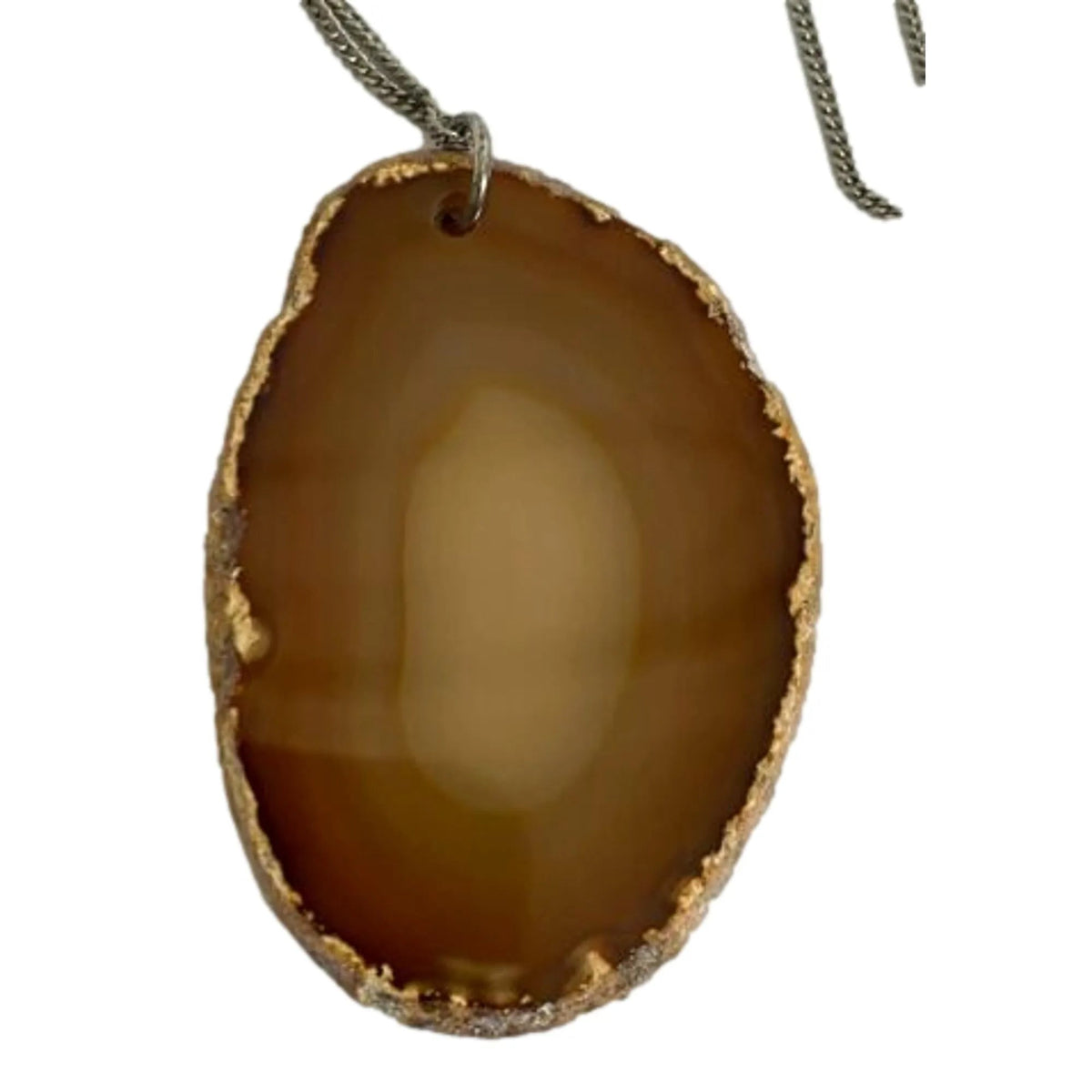 Saint Laurent Agate Necklace Orange Brown Stone Silver Brass Chain - Jewelry - Clayton's Online Store