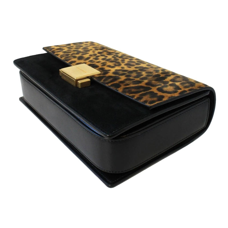 Saint Laurent Bellechasse Black Leather Leopard Print Crossbody - Handbags - Clayton's Online Store