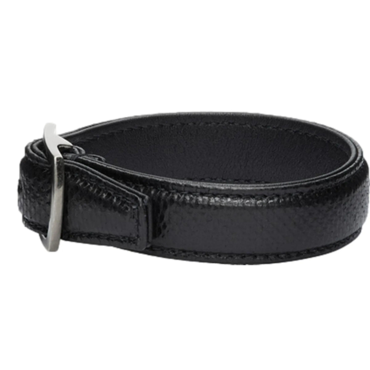 Saint Laurent Black Leather Snake Embossed Buckle Bracelet