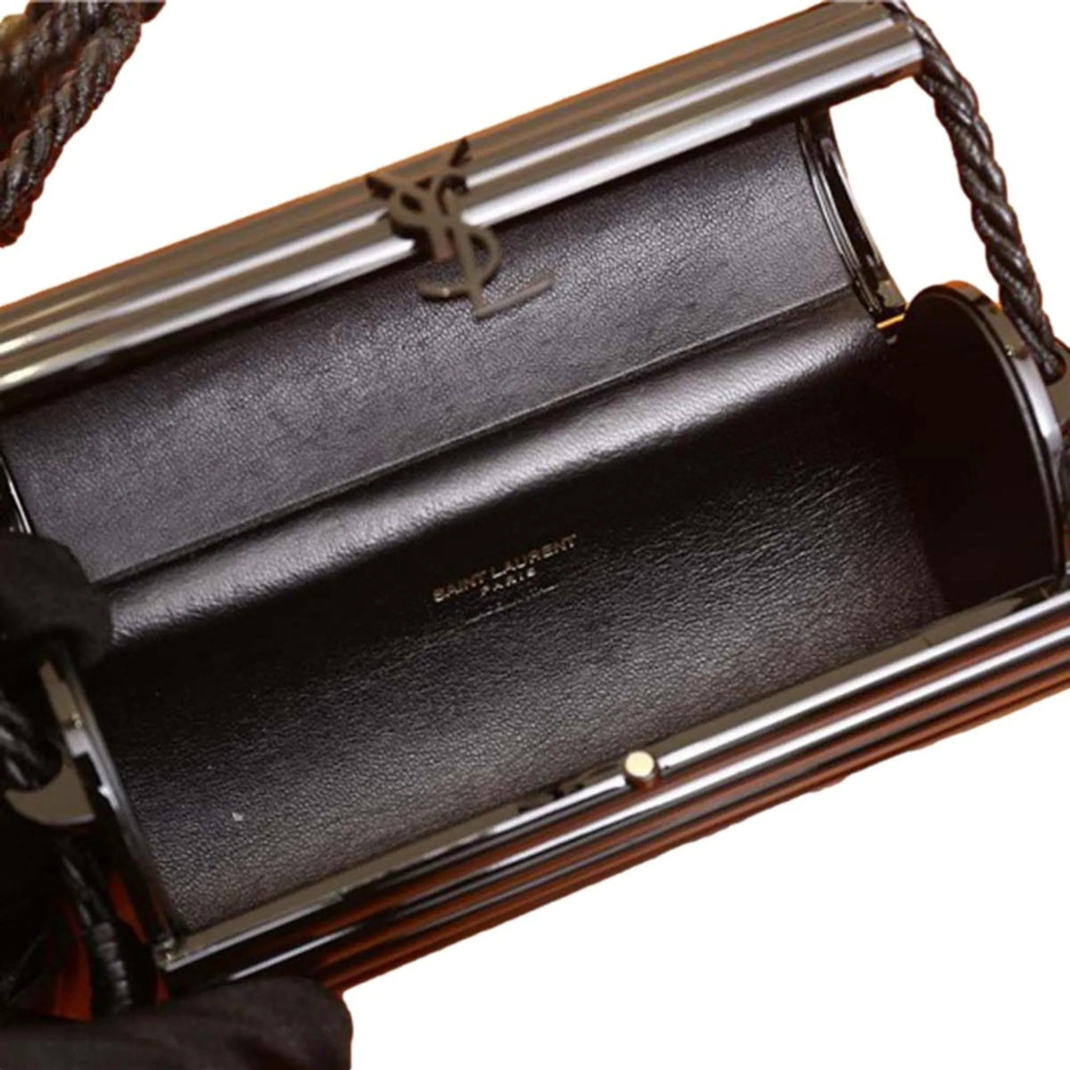 Saint Laurent Black Plexiglass Minaudiere Opium Box Bag - Handbags - Clayton's Online Store