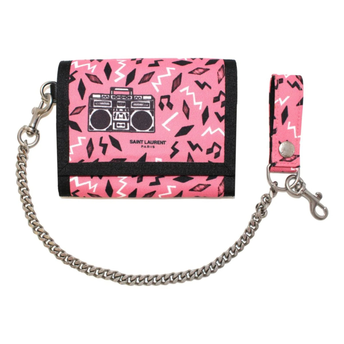 Saint Laurent Buffalo Pink Nylon Radio Chain Trifold Wallet - Wallets - Clayton's Online Store