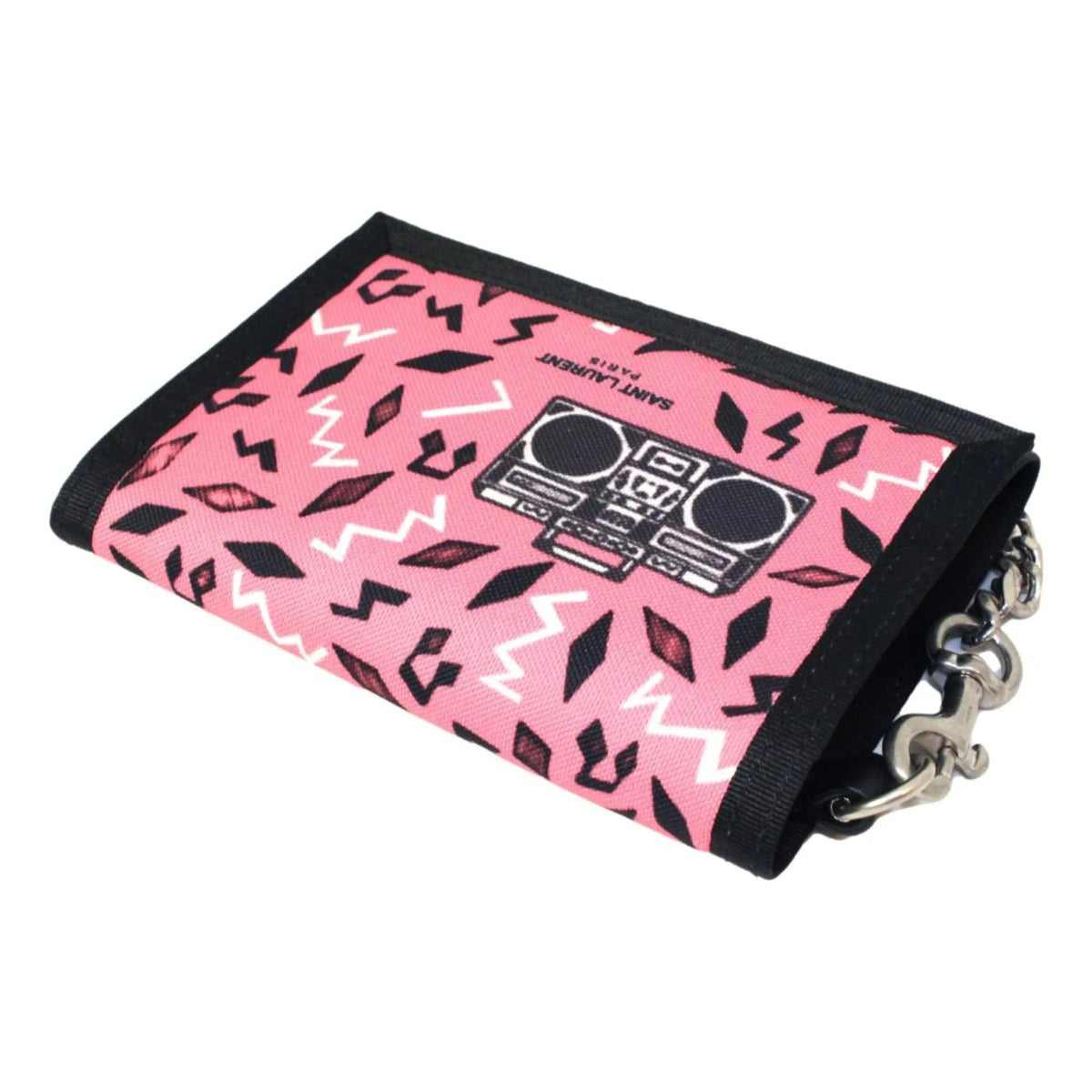 Saint Laurent Buffalo Pink Nylon Radio Chain Trifold Wallet - Wallets - Clayton's Online Store