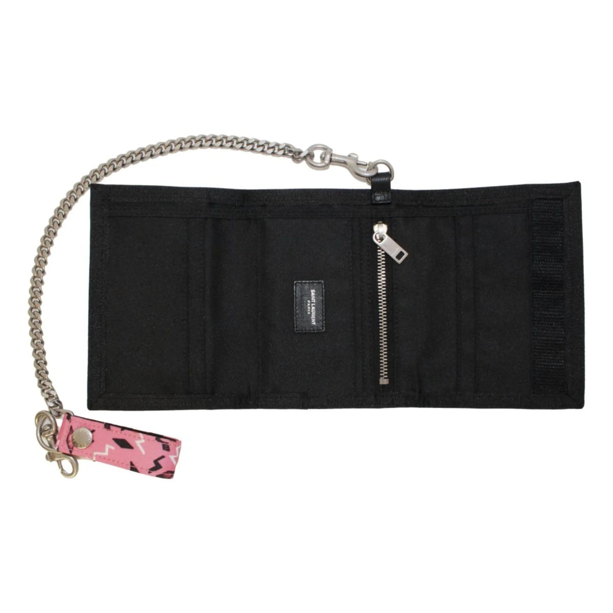 Saint Laurent Buffalo Pink Nylon Radio Chain Trifold Wallet - Wallets - Clayton's Online Store