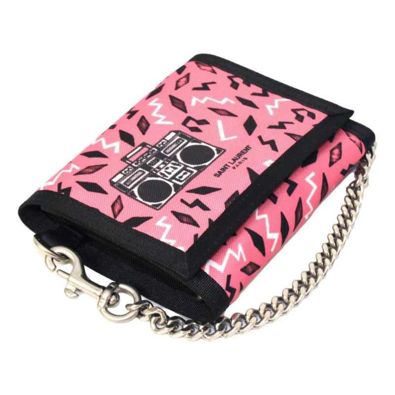 Saint Laurent Buffalo Pink Nylon Radio Chain Trifold Wallet - Wallets - Clayton's Online Store