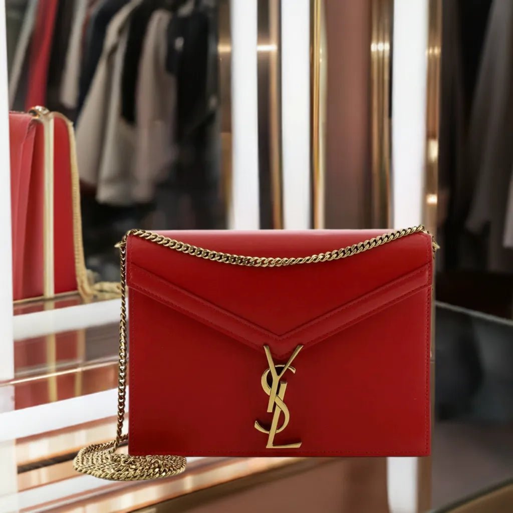 Saint Laurent Cassandra Red Leather Medium Shoulder Bag - Handbags - Clayton's Online Store