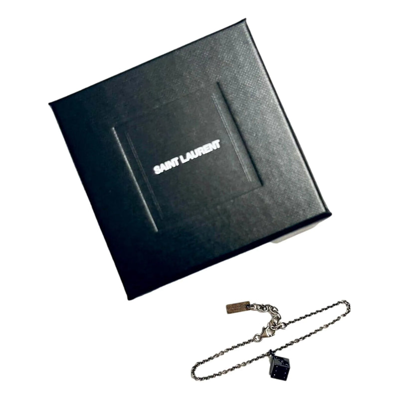 Saint Laurent Des Toile Viscose Radio Silver Black Chain Bracelet