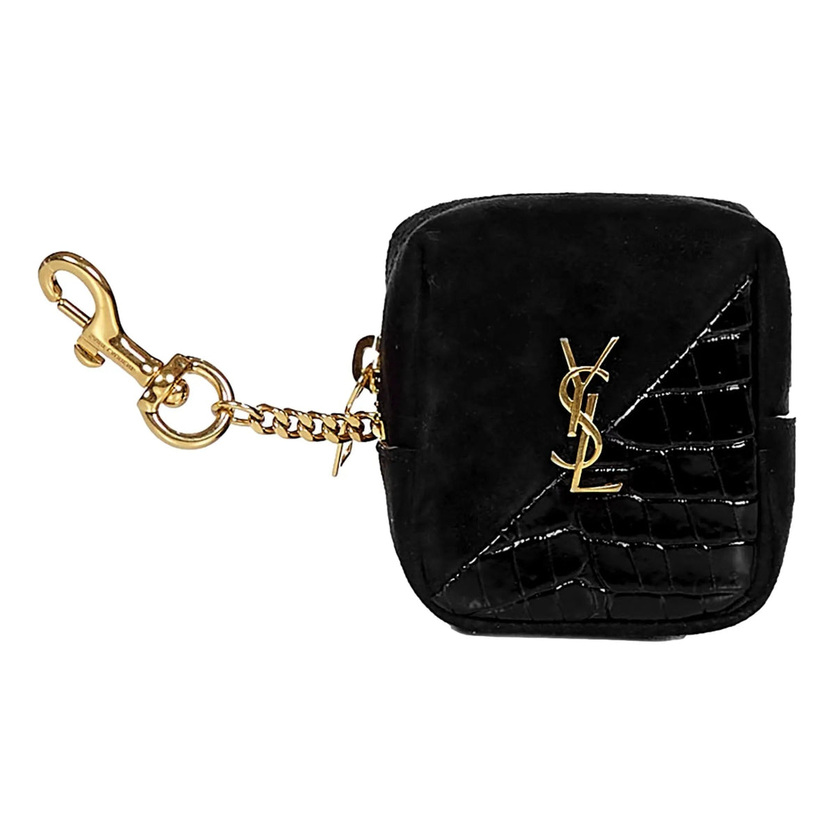 Saint Laurent Jamie YSL Keyring Cube Black Crocodile Print Leather - Handbags - Clayton's Online Store