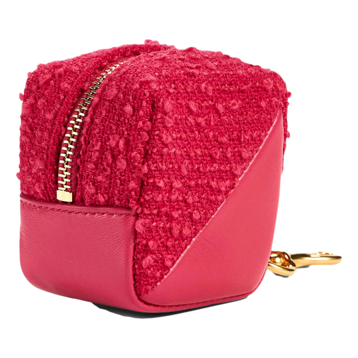 Saint Laurent Jamie YSL Keyring Cube Magenta Tweed Leather - Keychains - Clayton's Online Store