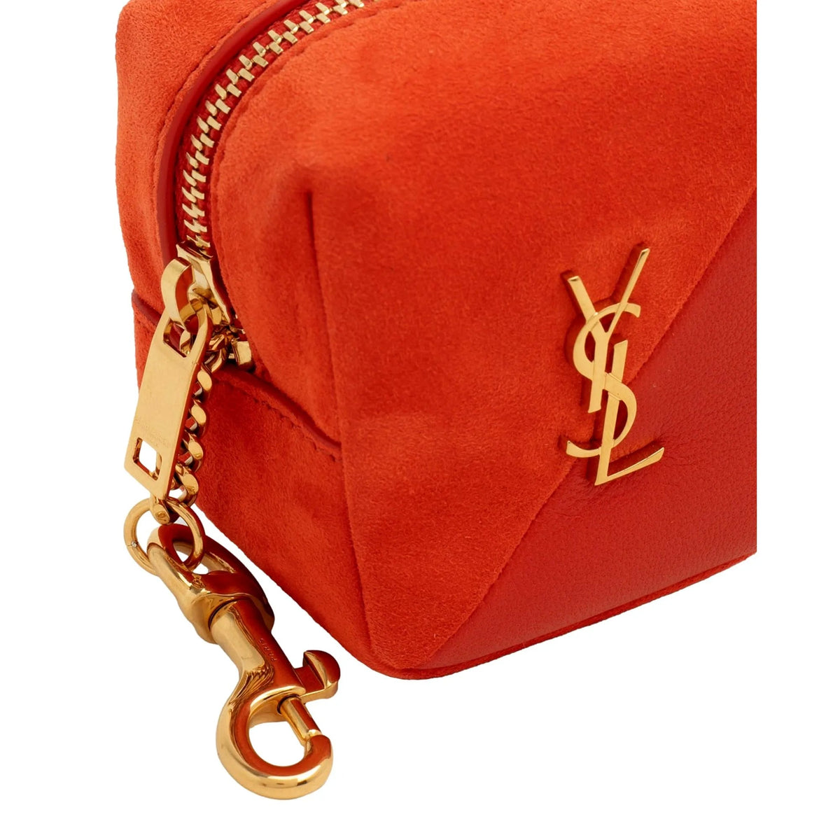 Saint Laurent Jamie YSL Keyring Cube Orange Suede Leather - Keychains - Clayton's Online Store