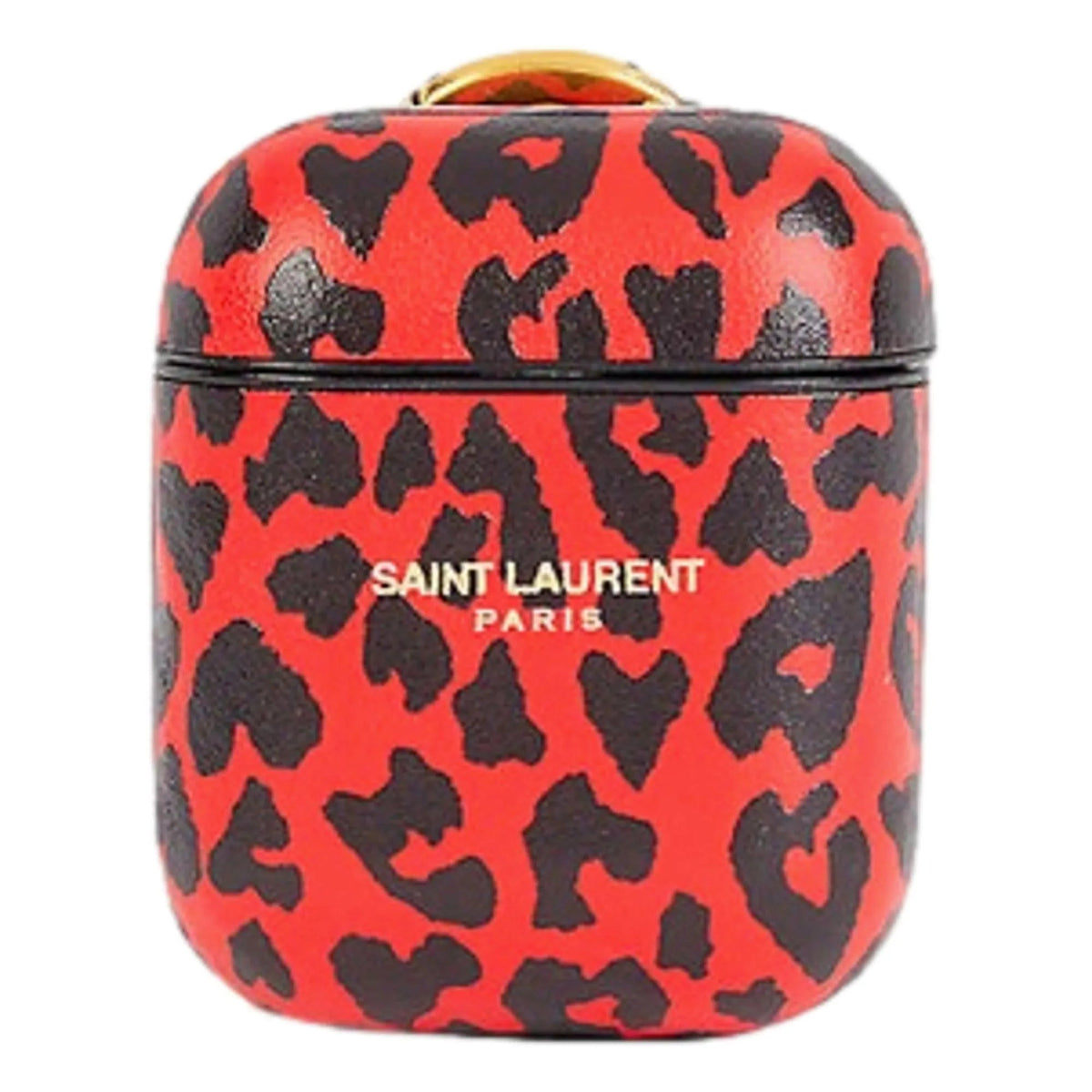 Saint Laurent Leopard Print Black and Red Leather Airpods Case - Keychains - Clayton's Online Store