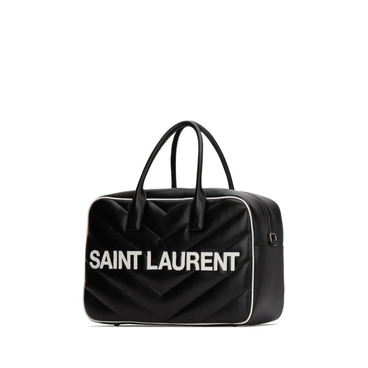 Saint Laurent Miles Logo Black Calf Leather Duffel Bowling Bag - Handbags - Clayton's Online Store