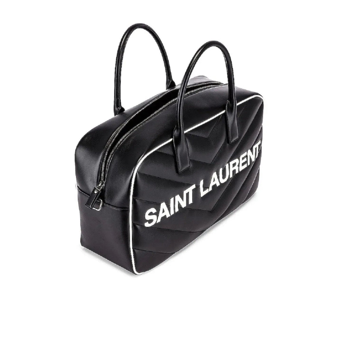 Saint Laurent Miles Logo Black Calf Leather Duffel Bowling Bag - Handbags - Clayton's Online Store