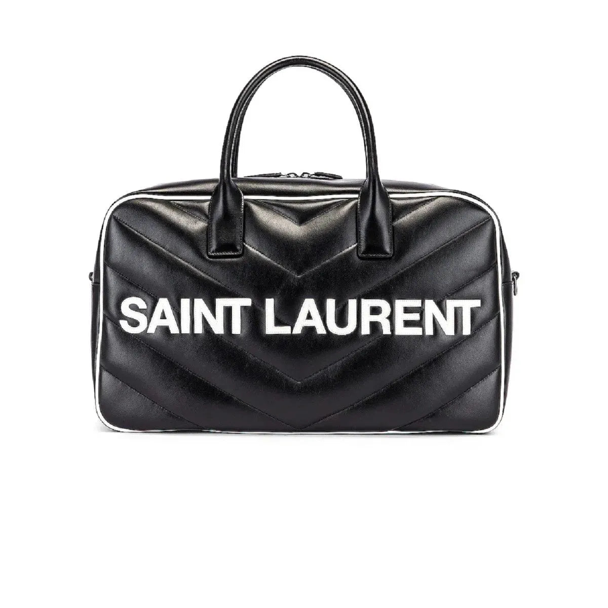 Saint Laurent Miles Logo Black Calf Leather Duffel Bowling Bag - Handbags - Clayton's Online Store