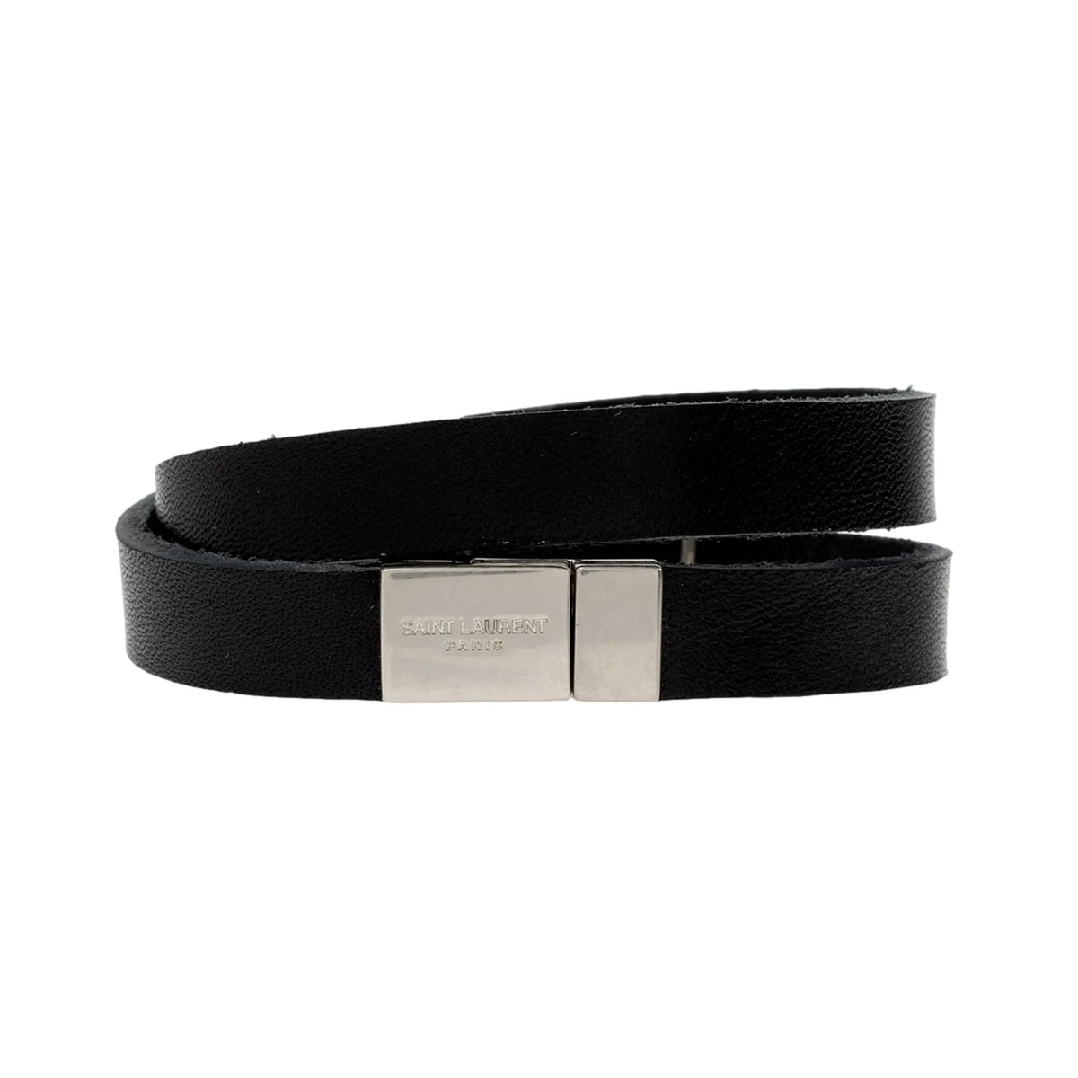 Saint Laurent Monogram Black Leather Bracelet