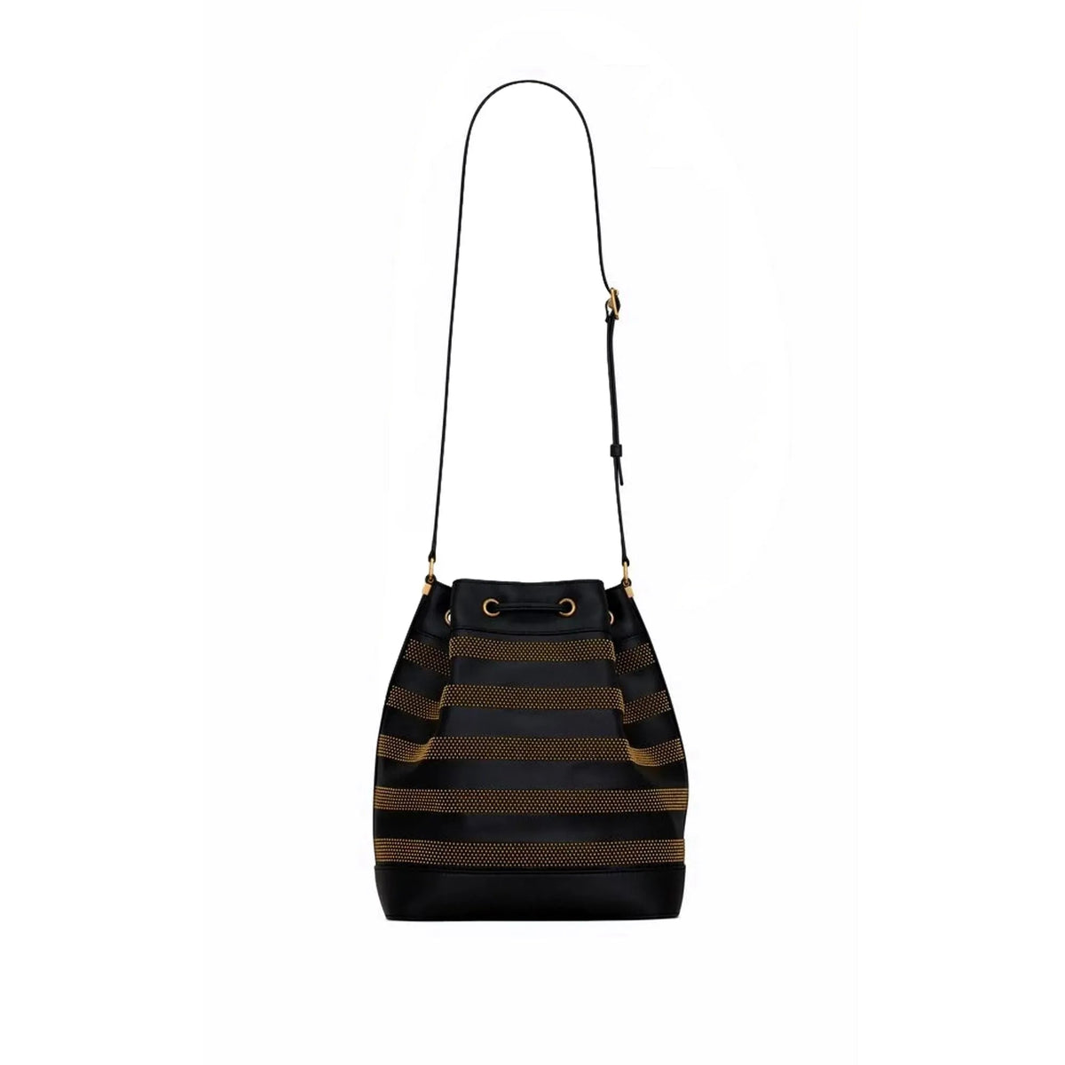 Saint Laurent Seau Studded Black Leather Crossbody Bucket Bag - Handbags - Clayton's Online Store