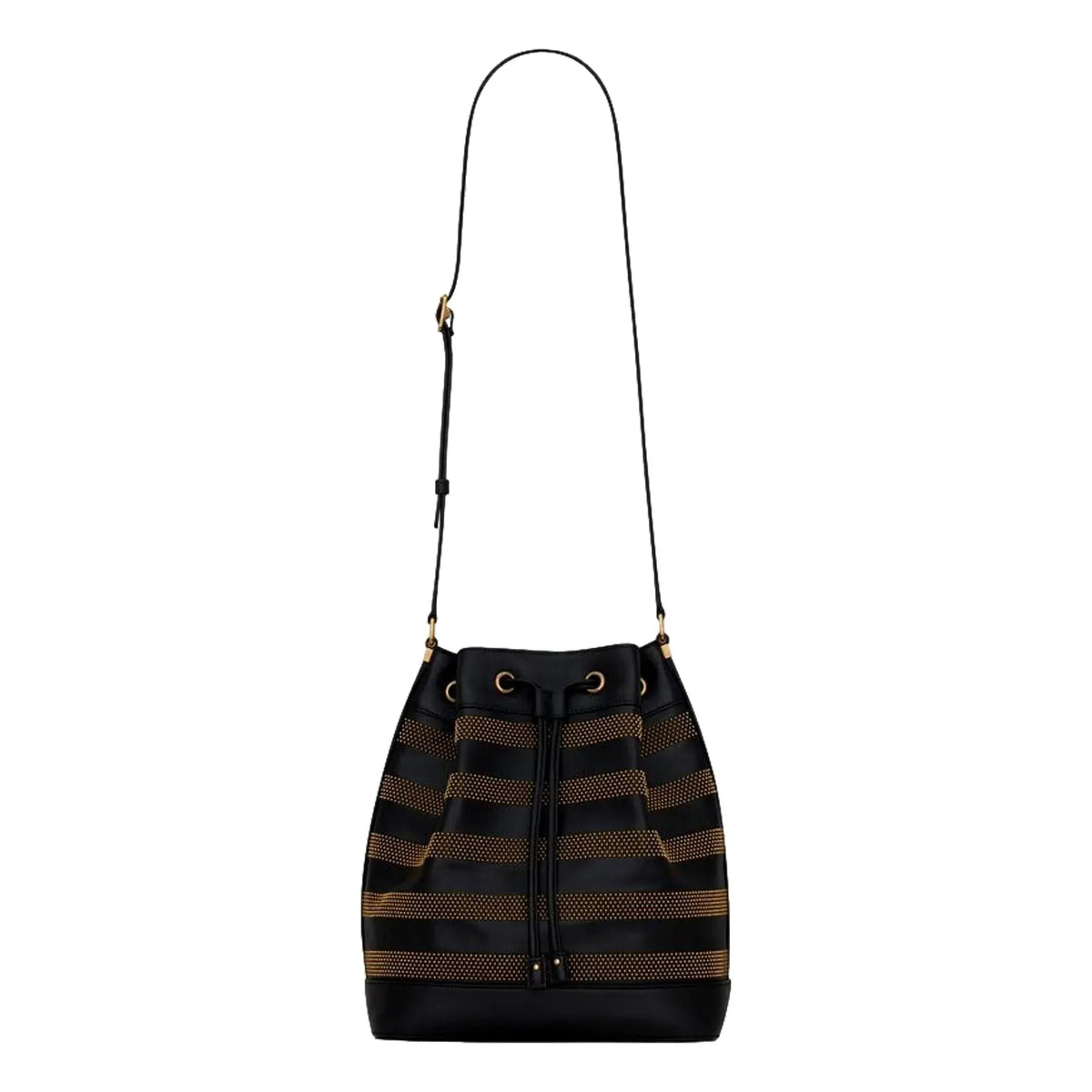 Saint Laurent Seau Studded Black Leather Crossbody Bucket Bag - Handbags - Clayton's Online Store