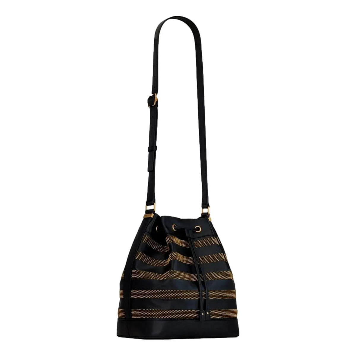 Saint Laurent Seau Studded Black Leather Crossbody Bucket Bag - Handbags - Clayton's Online Store