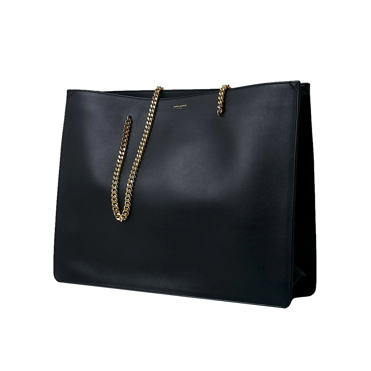 Saint Laurent Siena Ultra Lux Black Calf Leather Chain Shoulder Tote Bag