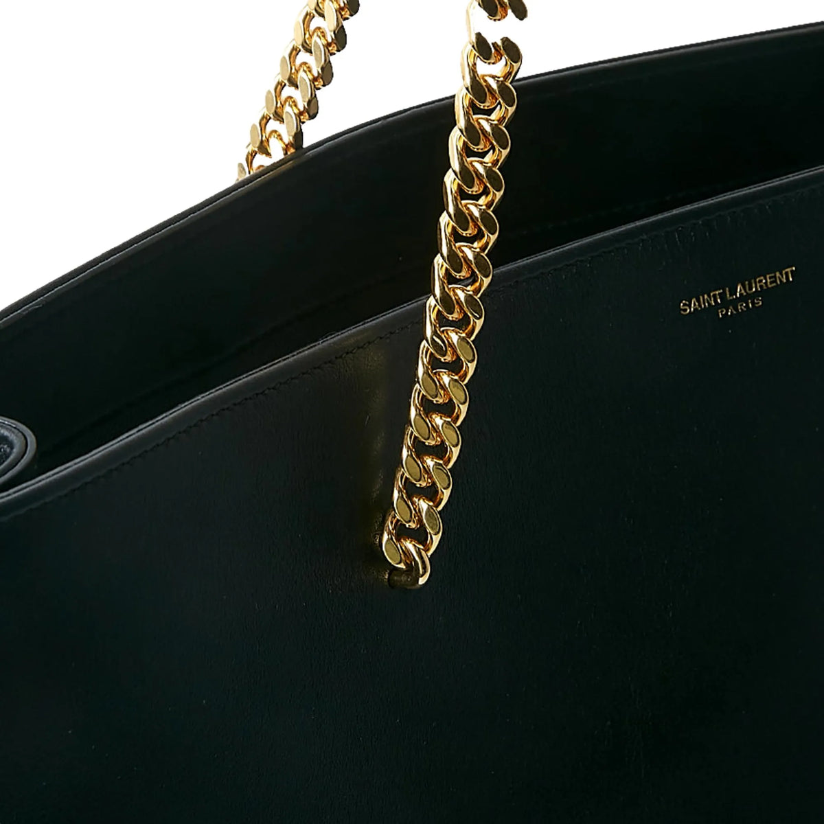 Saint Laurent Siena Ultra Lux Black Calf Leather Chain Shoulder Tote Bag