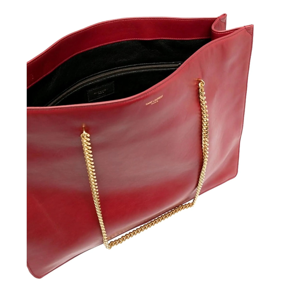 Saint Laurent Siena Ultra Lux Red Calf Leather Chain Shoulder Tote Bag