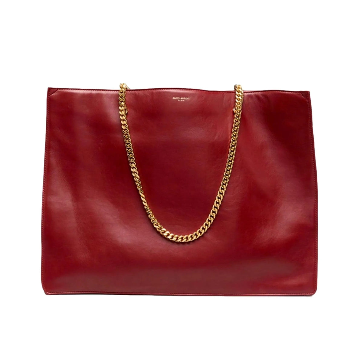 Saint Laurent Siena Ultra Lux Red Calf Leather Chain Shoulder Tote Bag - Handbags - Clayton's Online Store