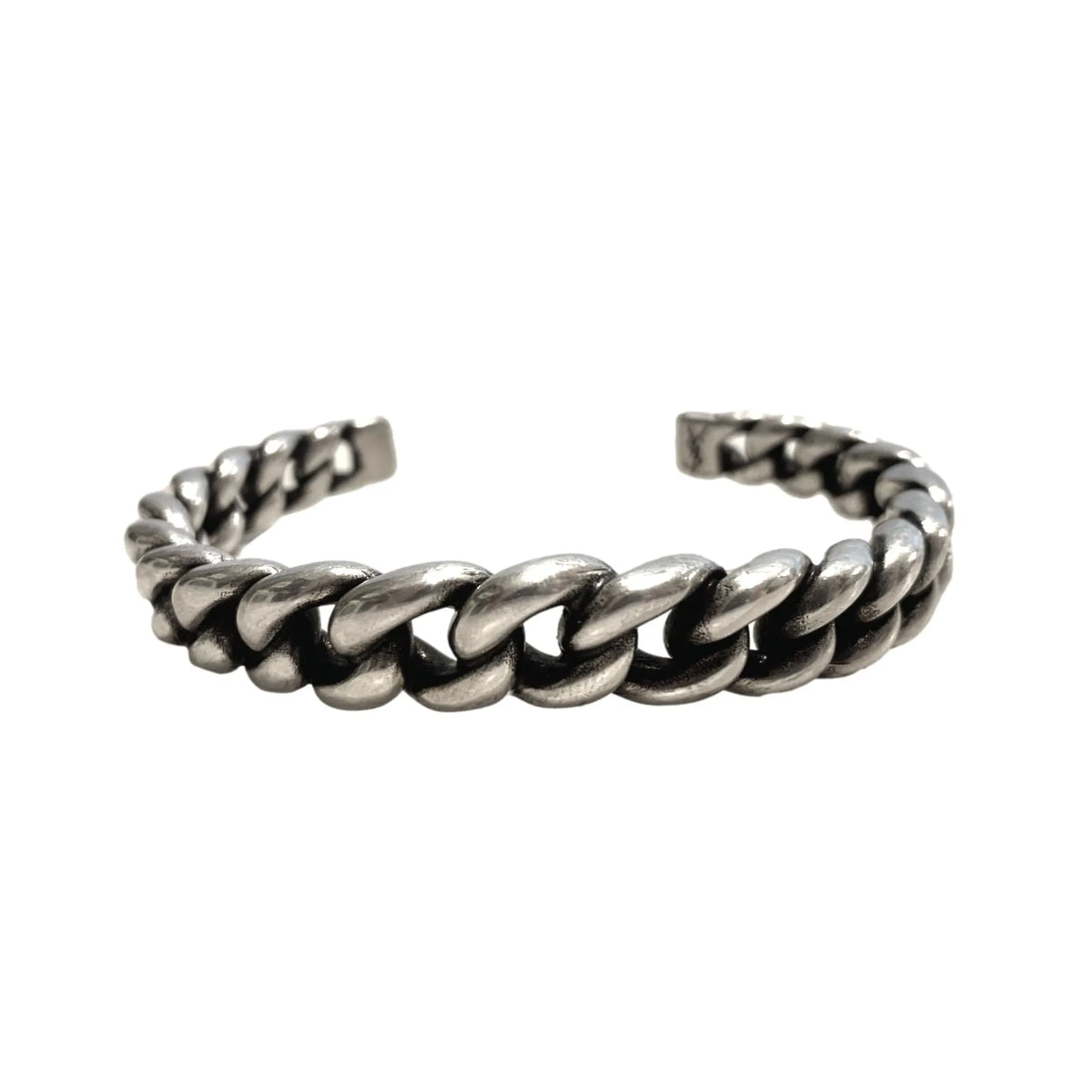 Saint Laurent Silver Gunmetal Chain Link Cuff Bracelet