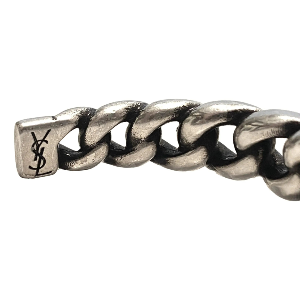 Saint Laurent Silver Gunmetal Chain Link Cuff Bracelet - Jewelry - Clayton's Online Store