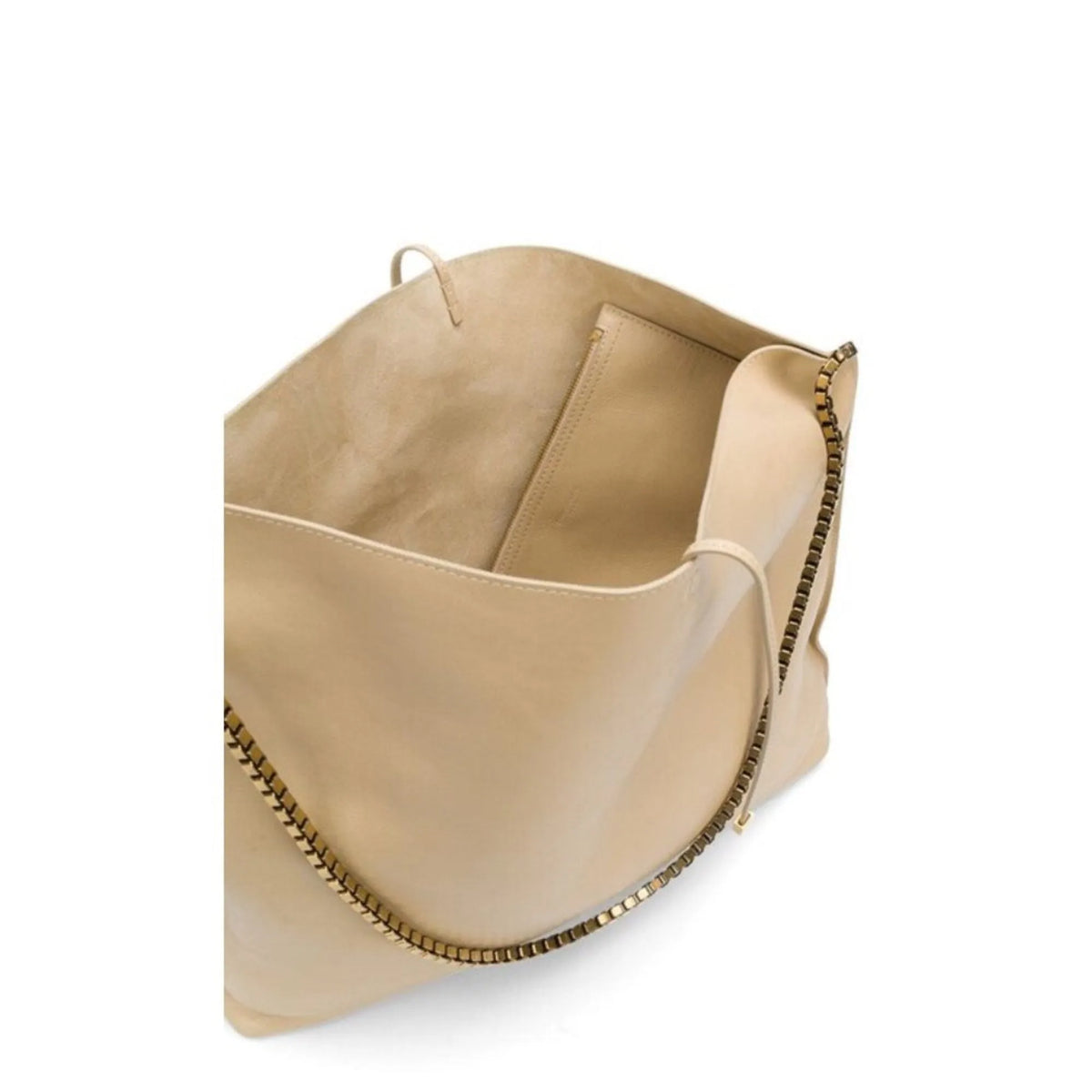 Saint Laurent Suzanne Beige Calfskin Leather Chain Hobo Bag