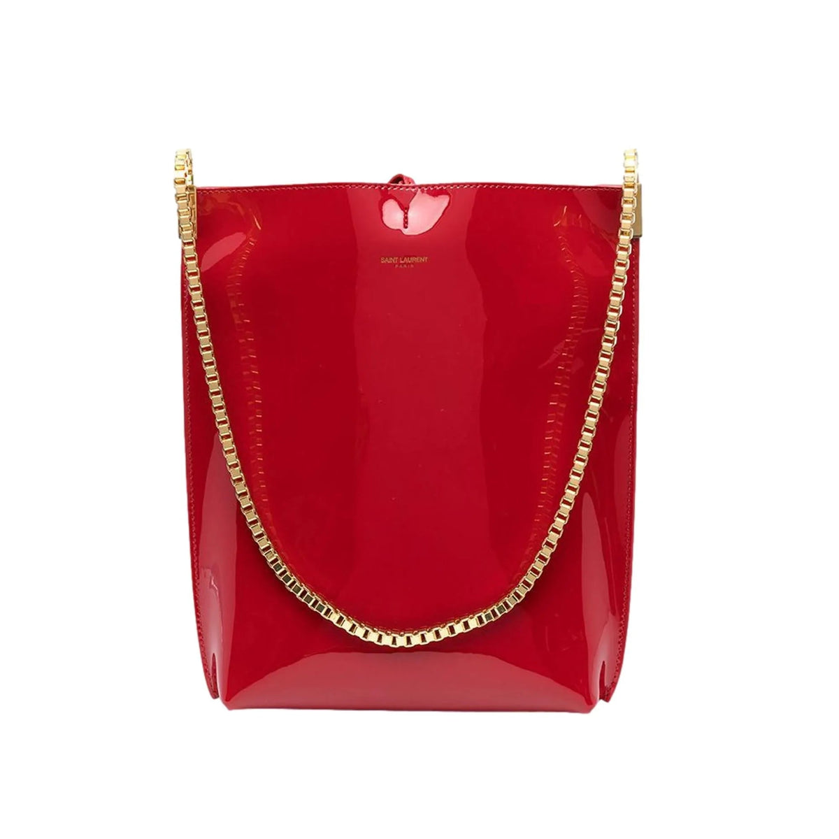 Saint Laurent Suzanne Red Patent Leather Small Chain Hobo Bag - Handbags - Clayton's Online Store