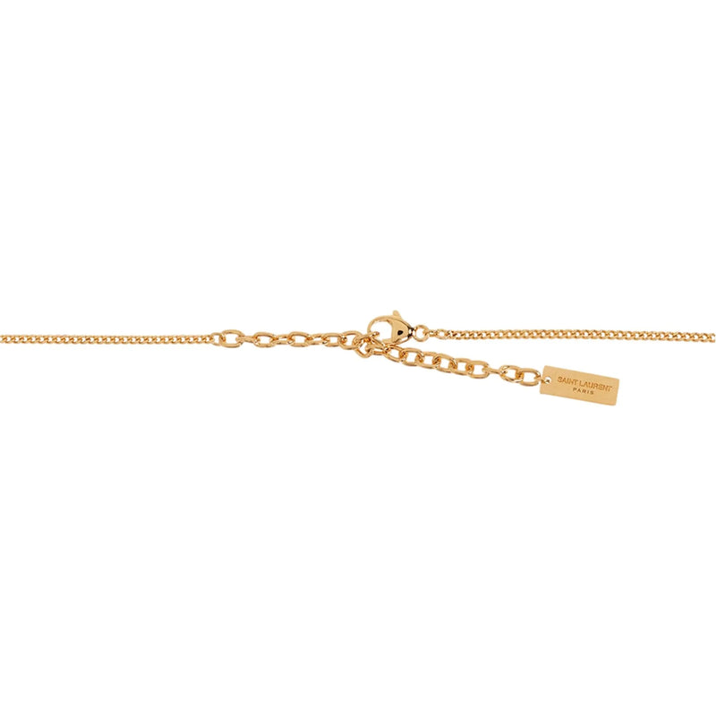 Saint Laurent YSL Logo Long Opyum Twist Necklace Gold