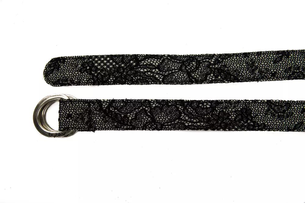 BYBLOS Elegant Black Textured Weave Leather Belt