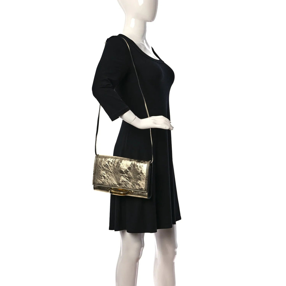 The Alexander McQueen Story Gold Crash Calf Leather Shoulder Bag - Handbags - Clayton's Online Store