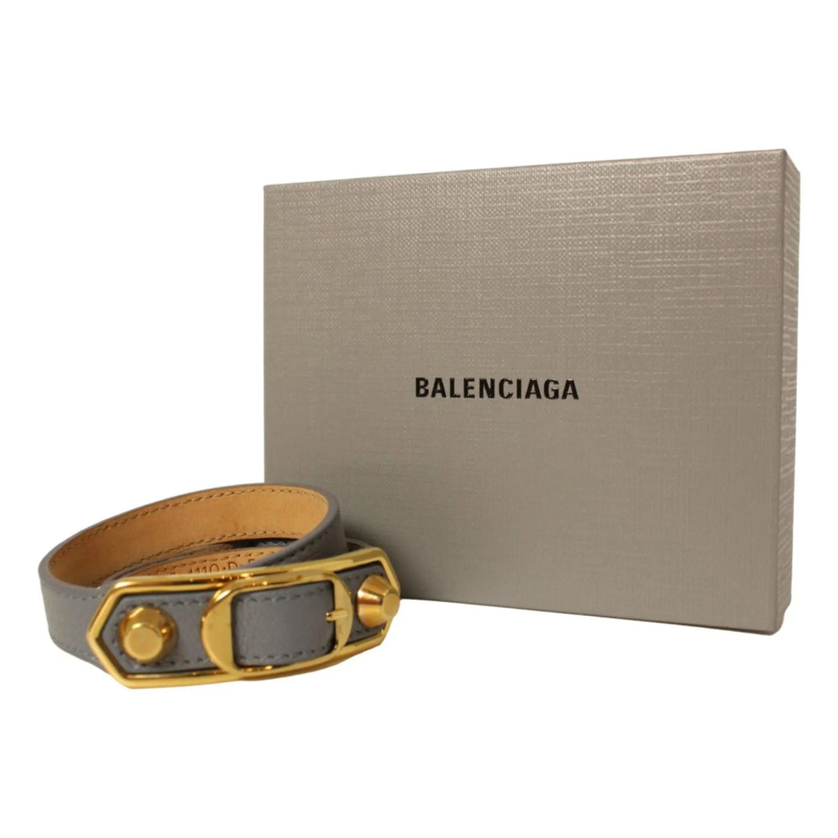 The Balenciaga Arena Bleu Acier Shiny Goat M Leather Wrap Bracelet - Jewelry - Clayton's Online Store