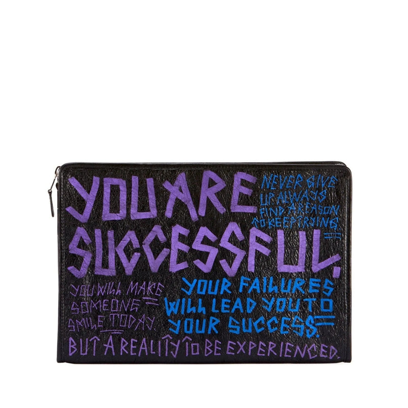 The Balenciaga Bazar Graffiti Leather Pouch - Handbags - Clayton's Online Store