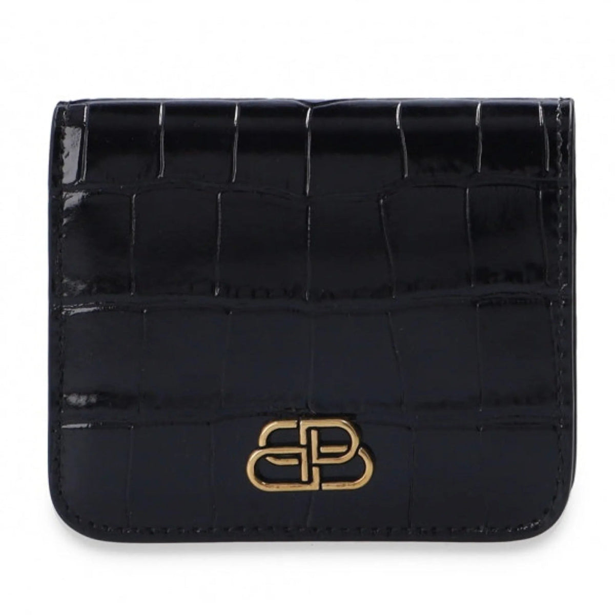 The Balenciaga Black Calf Leather Crocodile Embossed Wallet - Wallets - Clayton's Online Store