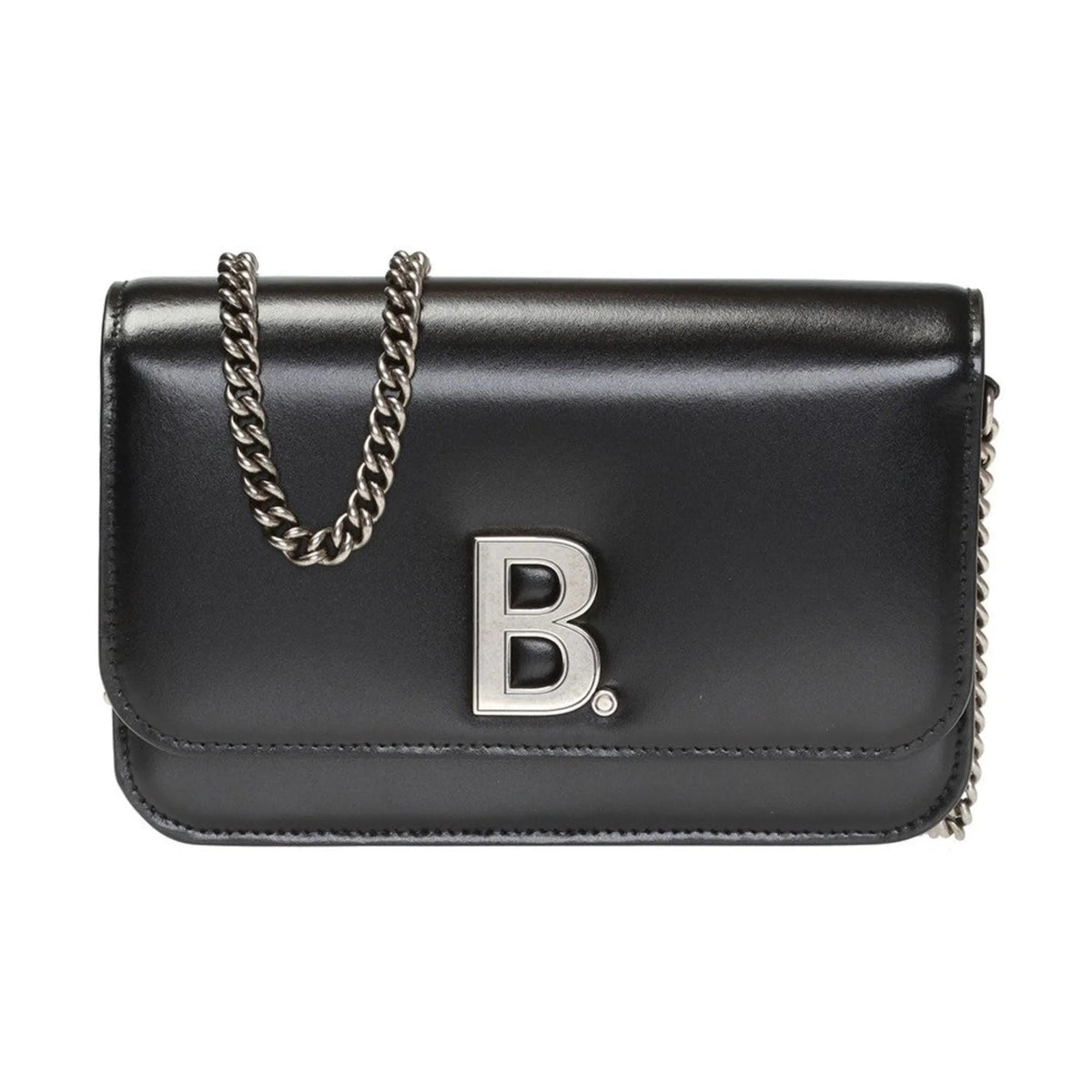 The Balenciaga Black Calfskin Leather Silver Logo Chain Wallet Bag - Handbags - Clayton's Online Store