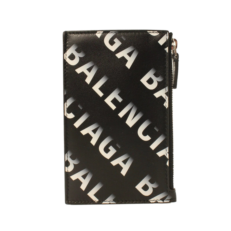 The Balenciaga Black Leather Gradient Logo Small Zip Card Wallet - Wallets - Clayton's Online Store