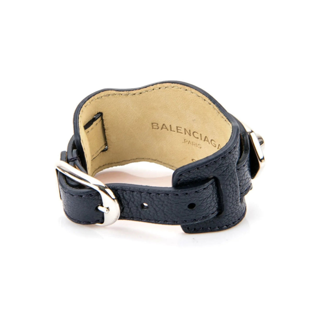 The Balenciaga Black Shiny Calfskin Leather Studs Buckle Bracelet - Jewelry - Clayton's Online Store