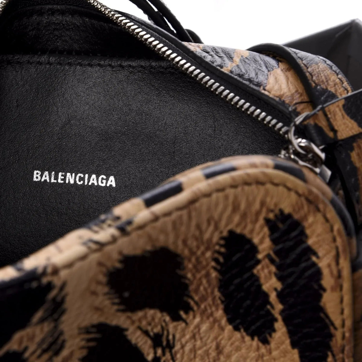 The Balenciaga Calfskin Logo Printed Leopard XS Everyday Camera Bag - Handbags - Clayton's Online Store